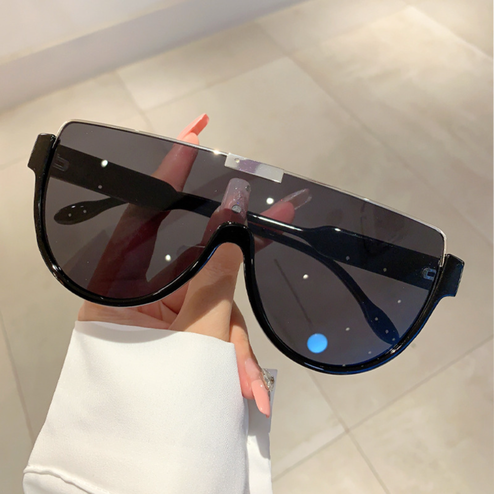 Luxury Brand Designer Half Frame Oversized Sunglasses One Piece Shades