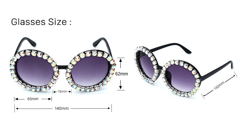 Luxury Round-Frame Rhinestone Sunglasses