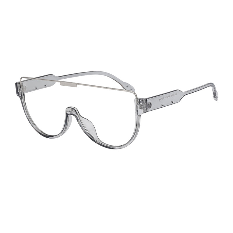 Luxury Brand Designer Half Frame Oversized Sunglasses One Piece Shades