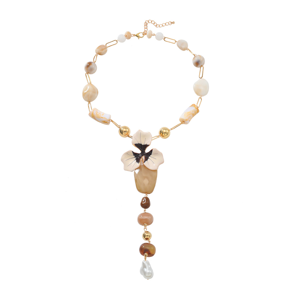 Large Flower Resin Beaded Necklace