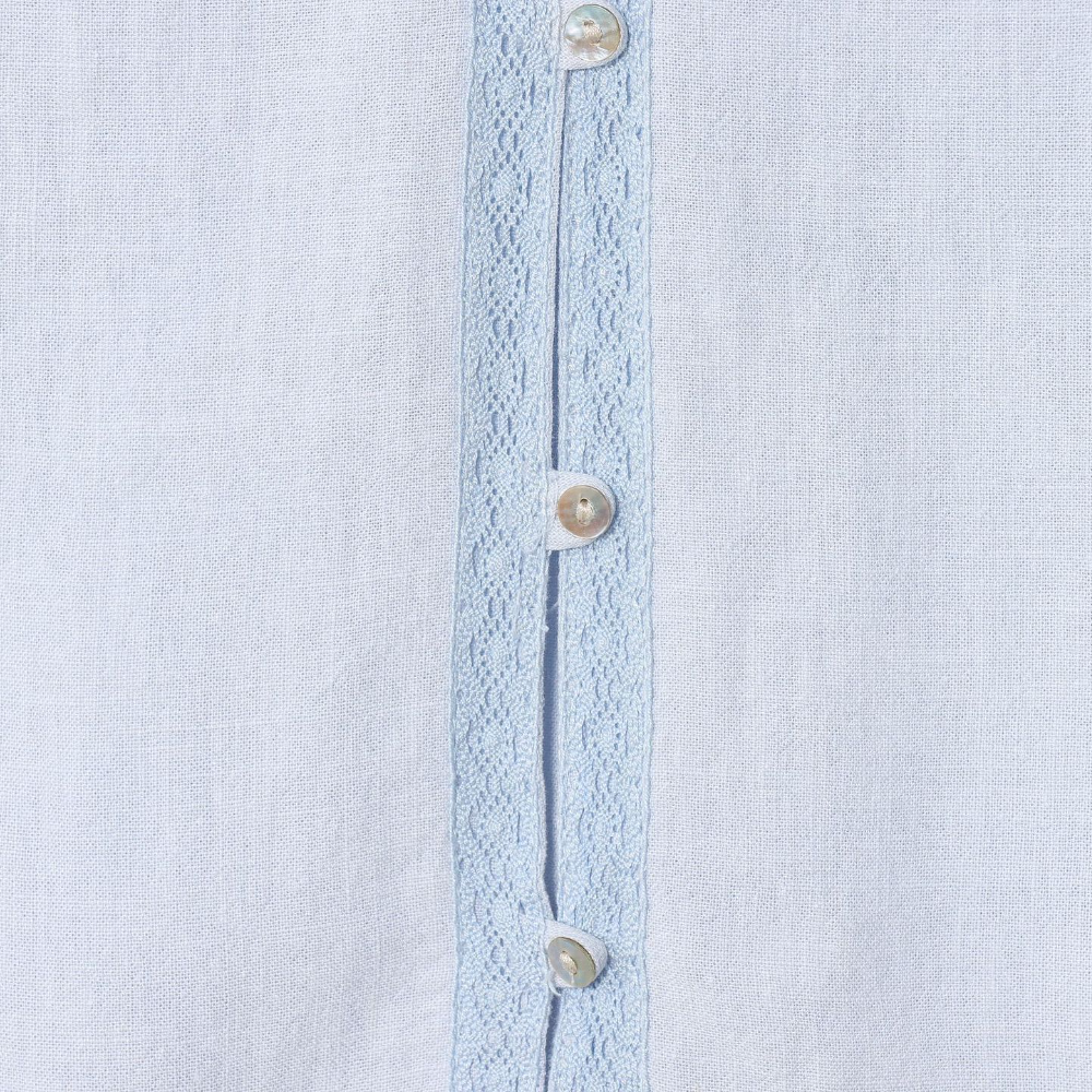 Lace-Trimed V-Neck Short Loose Shirt