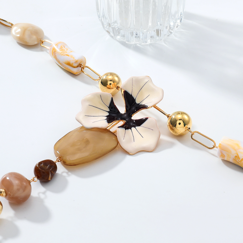 Large Flower Resin Beaded Necklace