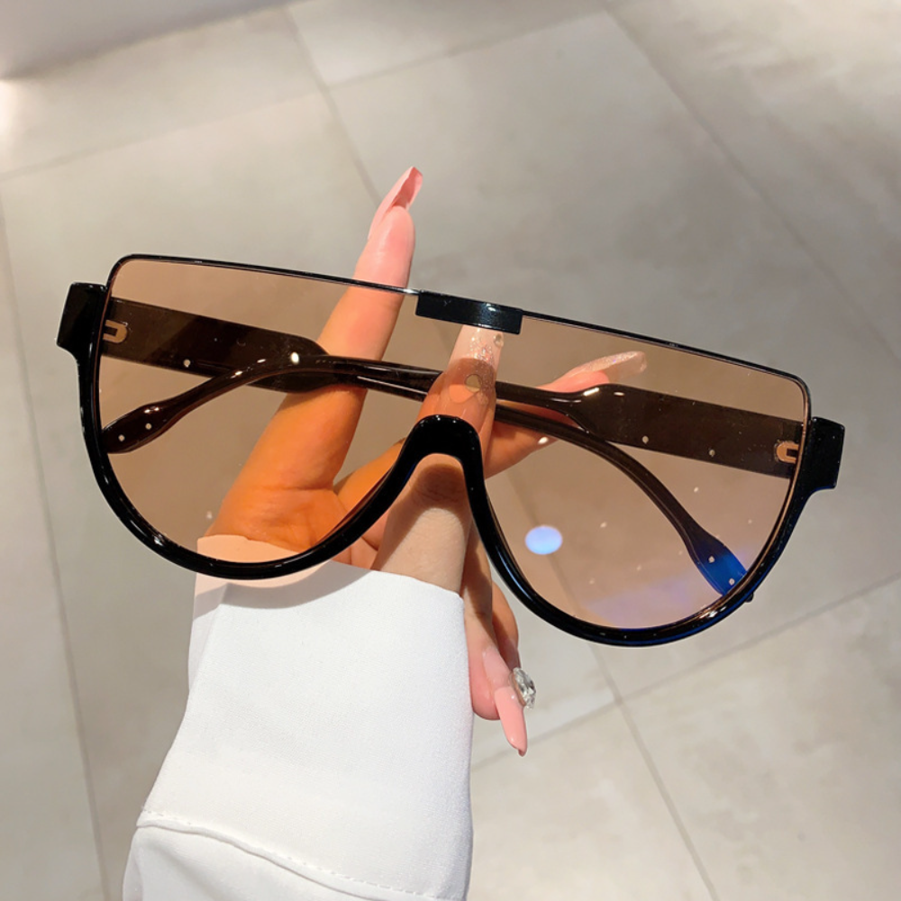 Luxury Brand Designer Half Frame Oversized Sunglasses One Piece Shades