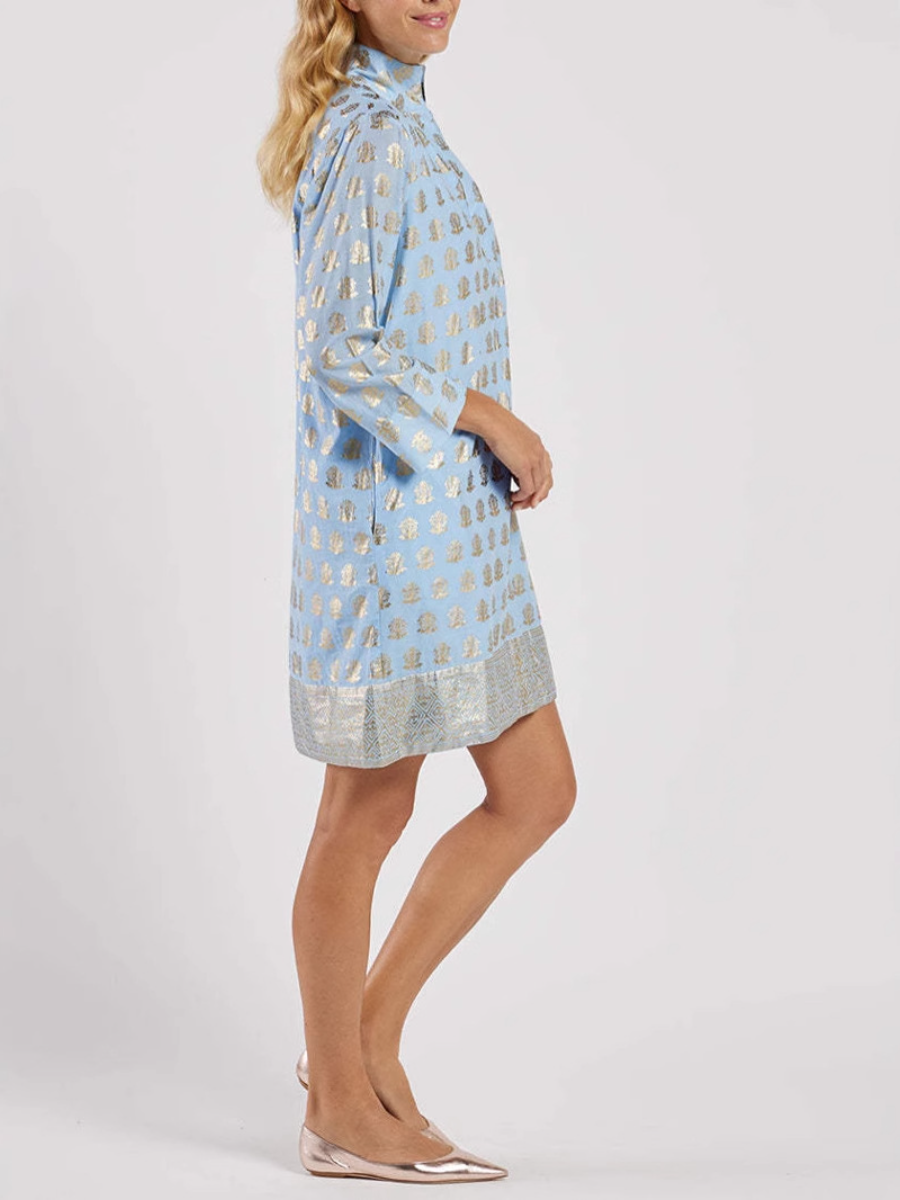Semi-high Collar Gilded Dress