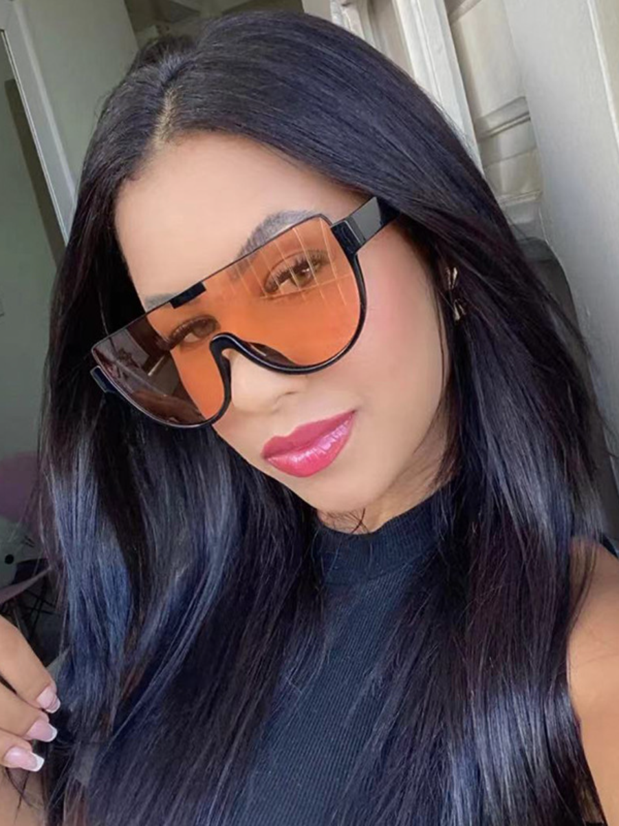 Luxury Brand Designer Half Frame Oversized Sunglasses One Piece Shades