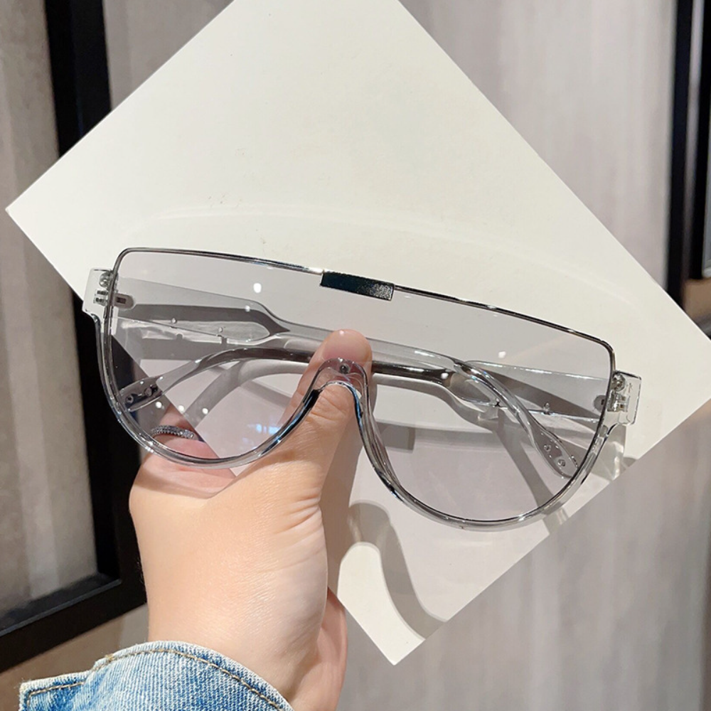 Luxury Brand Designer Half Frame Oversized Sunglasses One Piece Shades