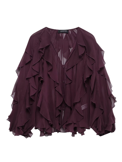 Simple Laminated Trim Chiffon Shirt