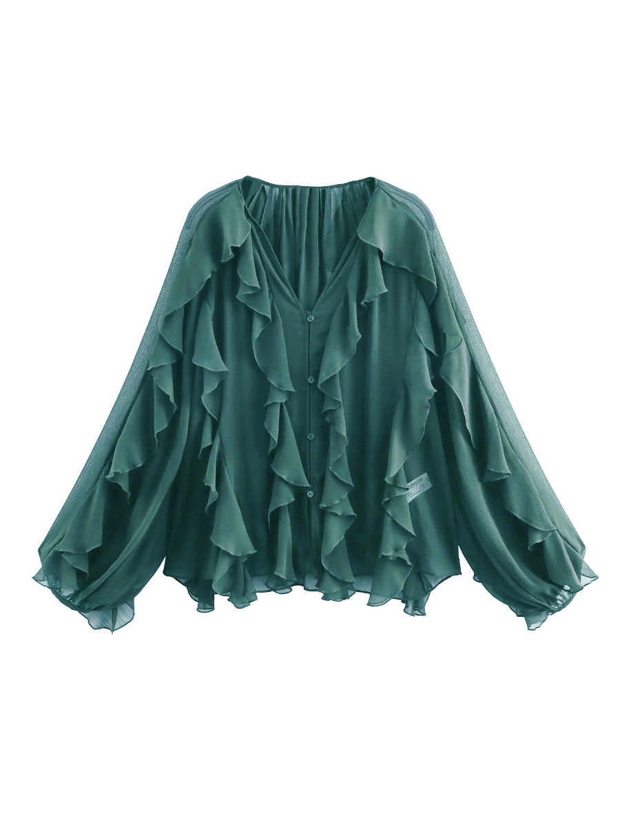 Simple Laminated Trim Chiffon Shirt
