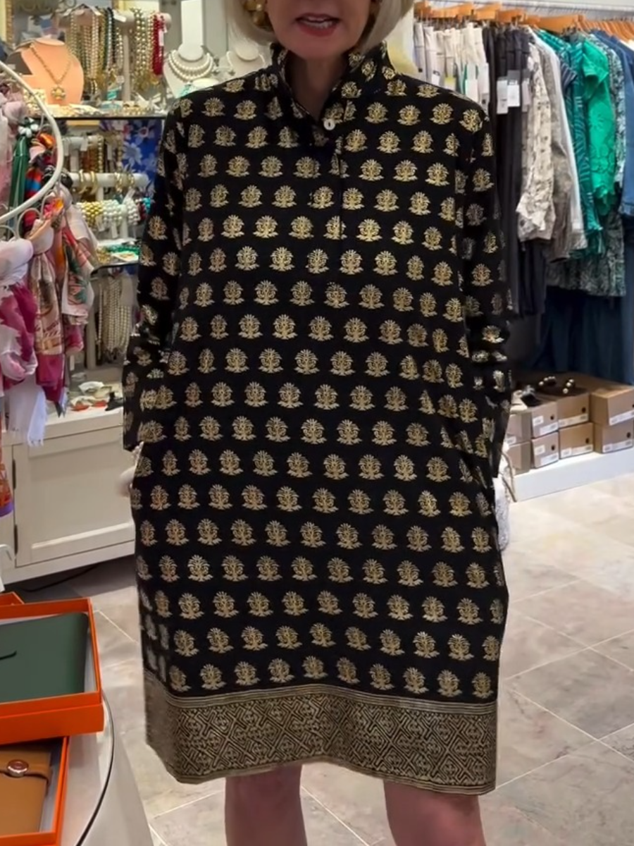 Semi-high Collar Gilded Dress