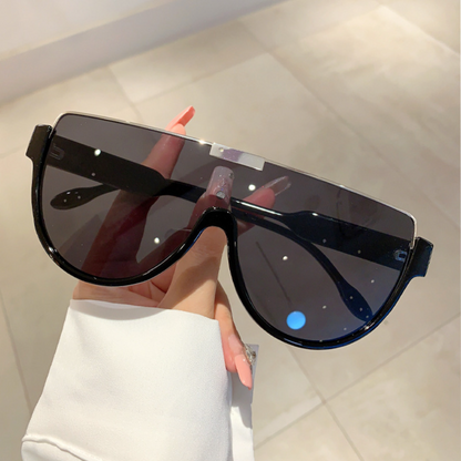 Luxury Brand Designer Half Frame Oversized Sunglasses One Piece Shades