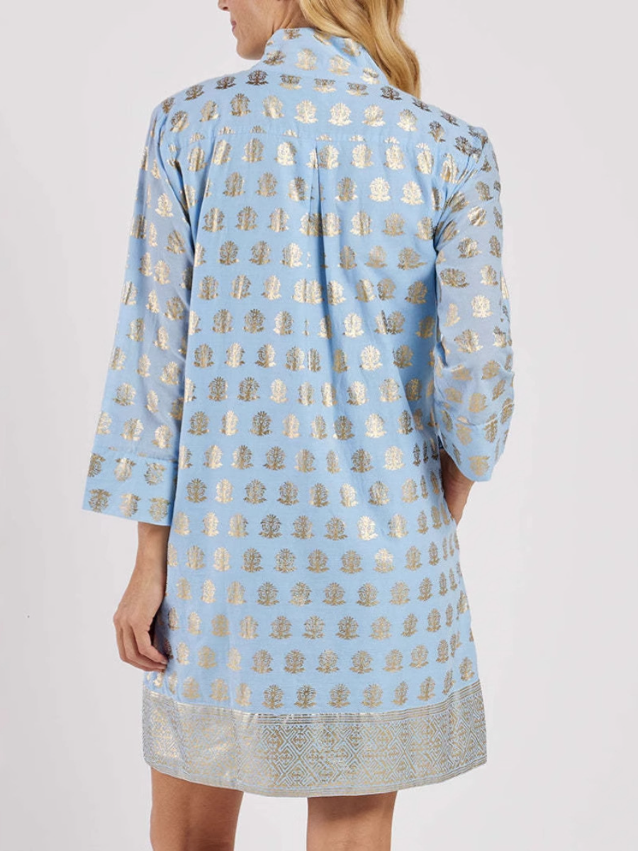 Semi-high Collar Gilded Dress