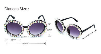 Luxury Round-Frame Rhinestone Sunglasses