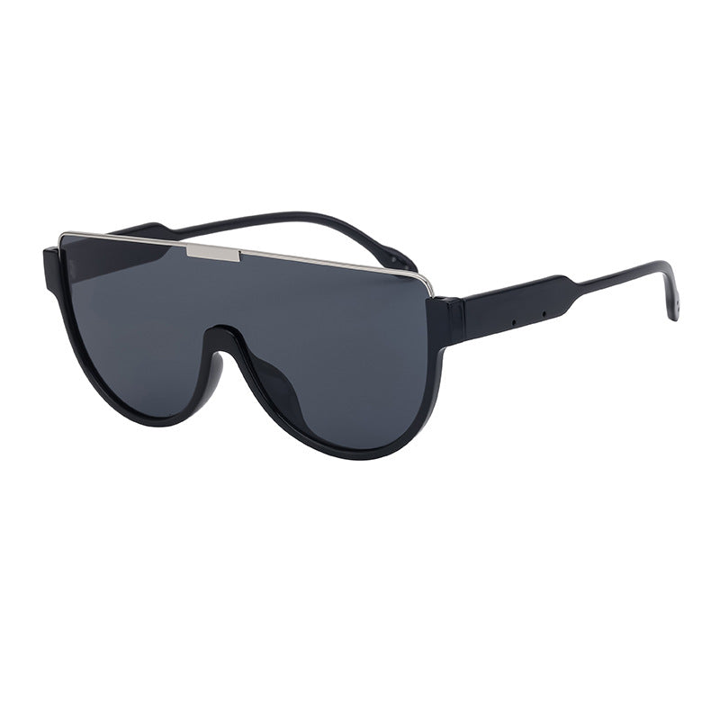 Luxury Brand Designer Half Frame Oversized Sunglasses One Piece Shades