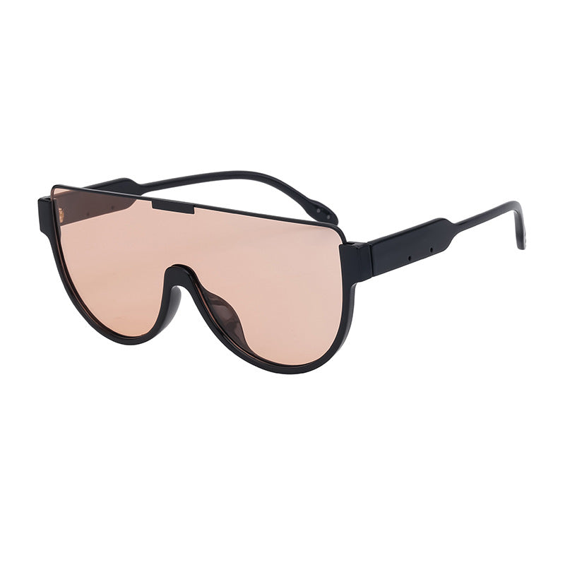 Luxury Brand Designer Half Frame Oversized Sunglasses One Piece Shades