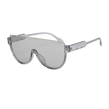 Luxury Brand Designer Half Frame Oversized Sunglasses One Piece Shades