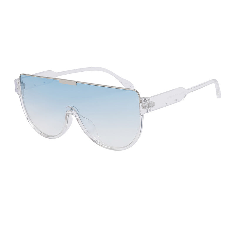 Luxury Brand Designer Half Frame Oversized Sunglasses One Piece Shades