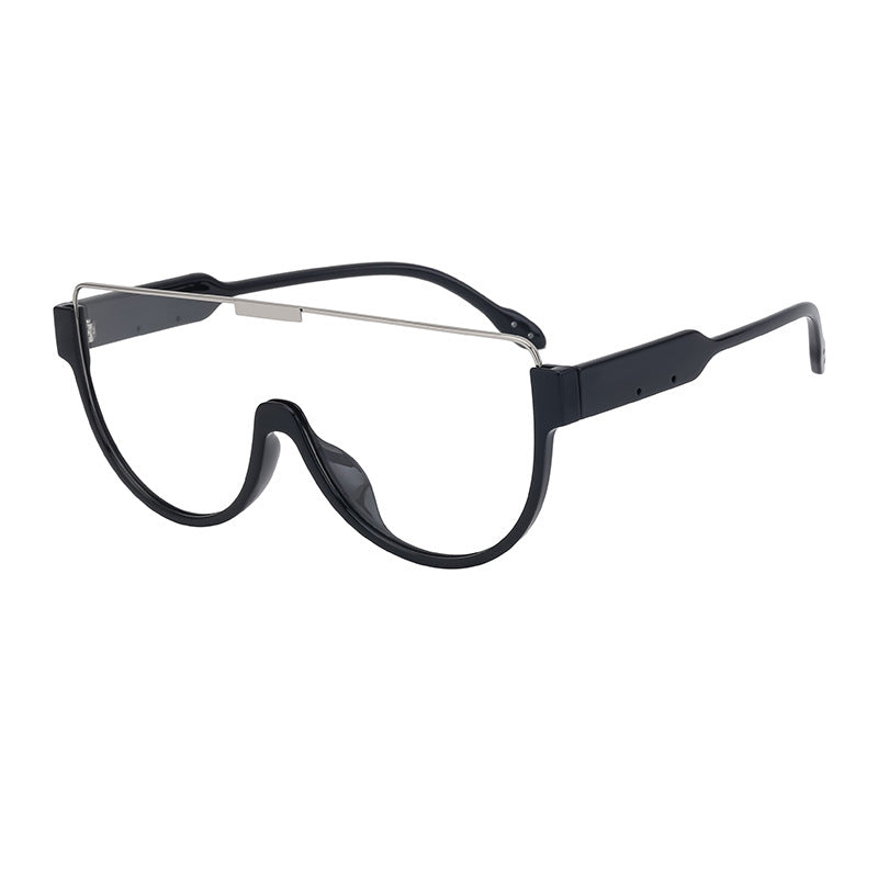 Luxury Brand Designer Half Frame Oversized Sunglasses One Piece Shades