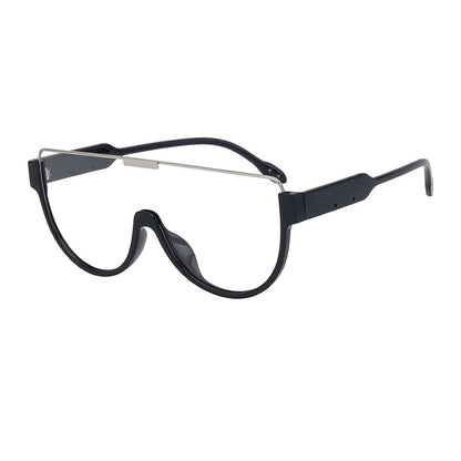Luxury Brand Designer Half Frame Oversized Sunglasses One Piece Shades