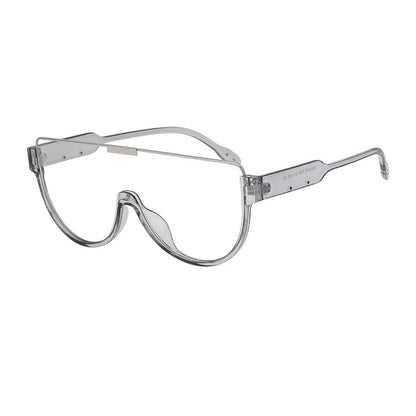 Luxury Brand Designer Half Frame Oversized Sunglasses One Piece Shades