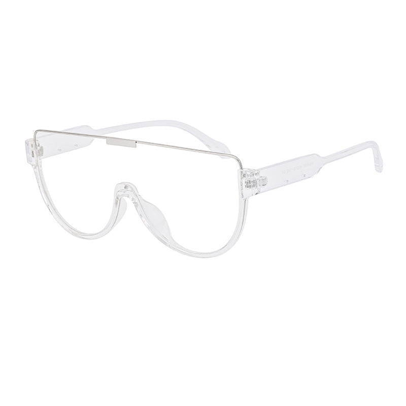 Luxury Brand Designer Half Frame Oversized Sunglasses One Piece Shades