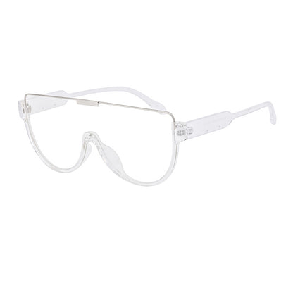 Luxury Brand Designer Half Frame Oversized Sunglasses One Piece Shades