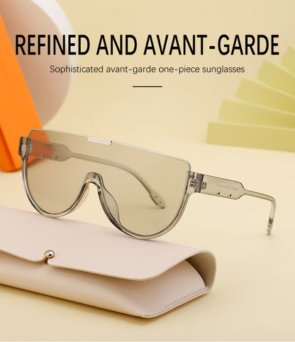 Luxury Brand Designer Half Frame Oversized Sunglasses One Piece Shades
