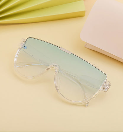 Luxury Brand Designer Half Frame Oversized Sunglasses One Piece Shades