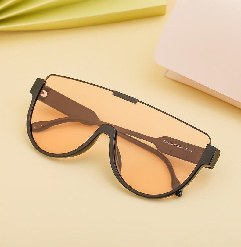 Luxury Brand Designer Half Frame Oversized Sunglasses One Piece Shades