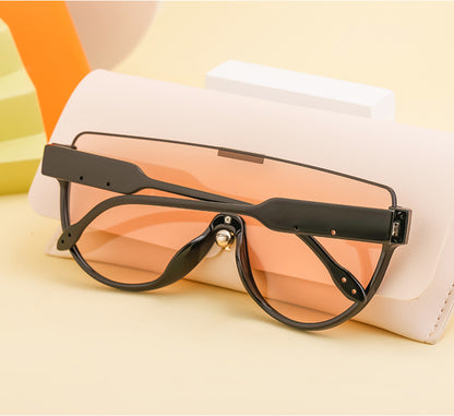 Luxury Brand Designer Half Frame Oversized Sunglasses One Piece Shades