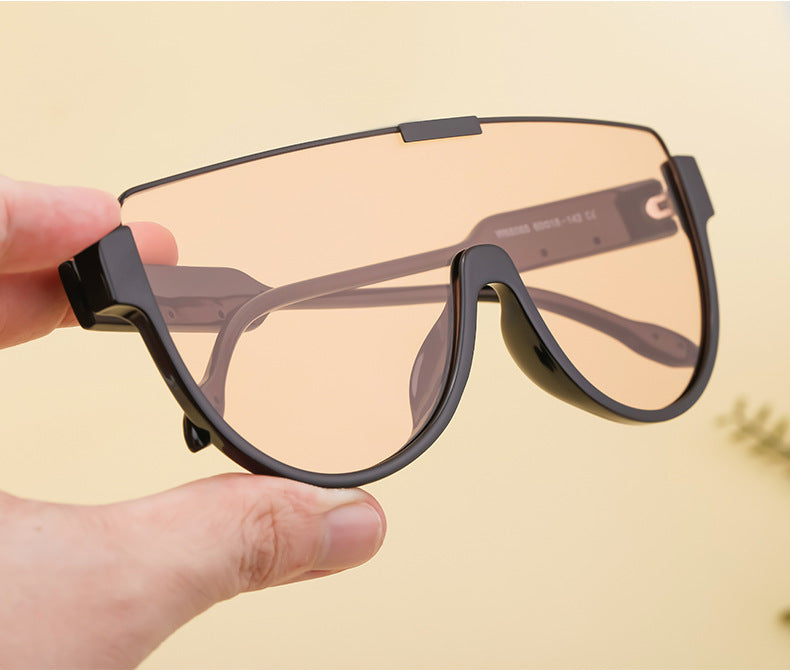 Luxury Brand Designer Half Frame Oversized Sunglasses One Piece Shades