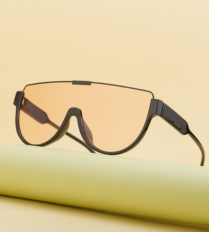Luxury Brand Designer Half Frame Oversized Sunglasses One Piece Shades