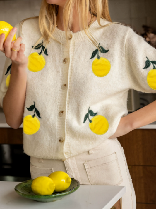 Embroidered Lemon Cardigan