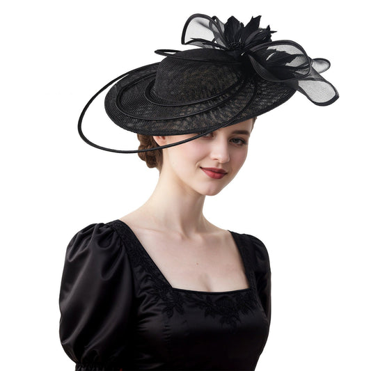 Elegant Feather Flower Fisherman Hat