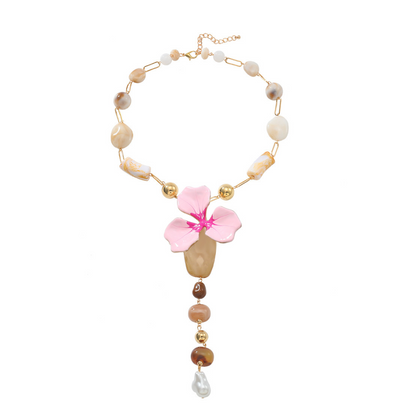 Large Flower Resin Beaded Necklace