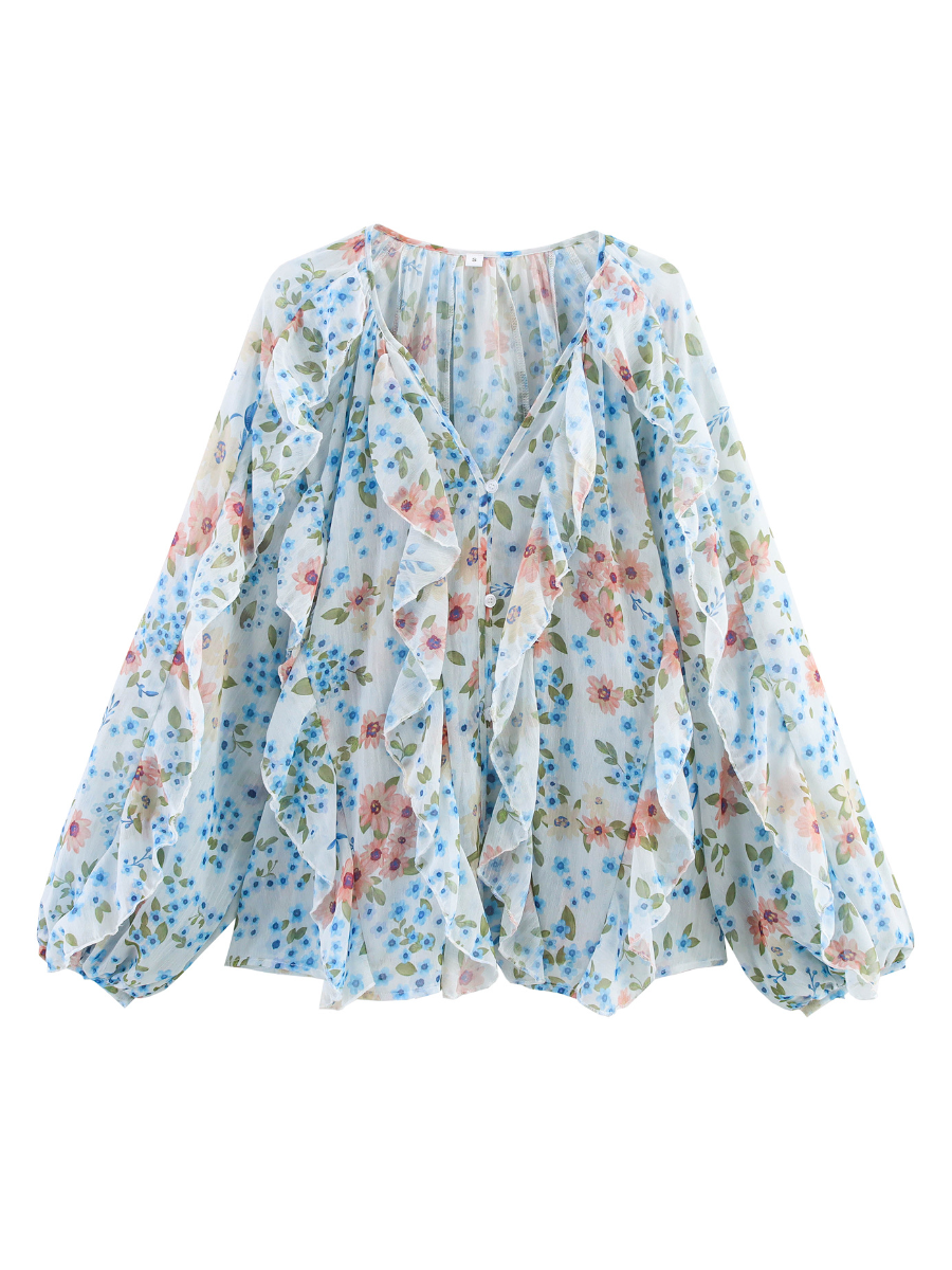 Simple Laminated Trim Chiffon Shirt