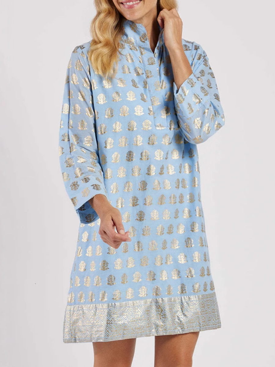 Semi-high Collar Gilded Dress