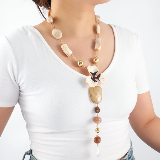 Large Flower Resin Beaded Necklace