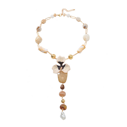 Large Flower Resin Beaded Necklace