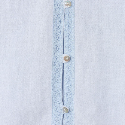 Lace-Trimed V-Neck Short Loose Shirt
