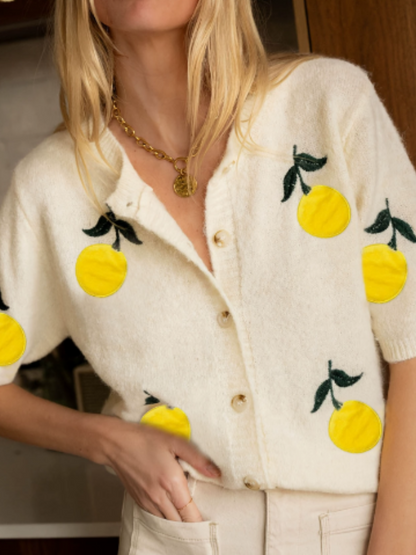Embroidered Lemon Cardigan