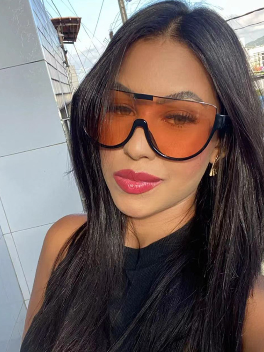 Luxury Brand Designer Half Frame Oversized Sunglasses One Piece Shades