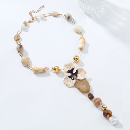 Large Flower Resin Beaded Necklace