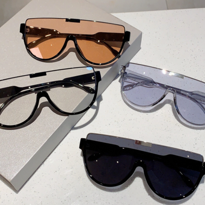 Luxury Brand Designer Half Frame Oversized Sunglasses One Piece Shades