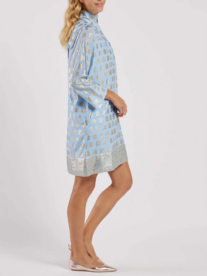 Semi-high Collar Gilded Dress