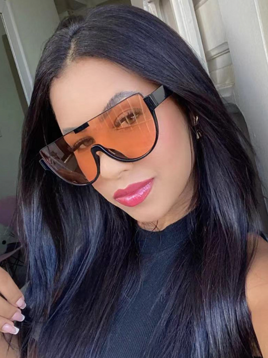 Luxury Brand Designer Half Frame Oversized Sunglasses One Piece Shades